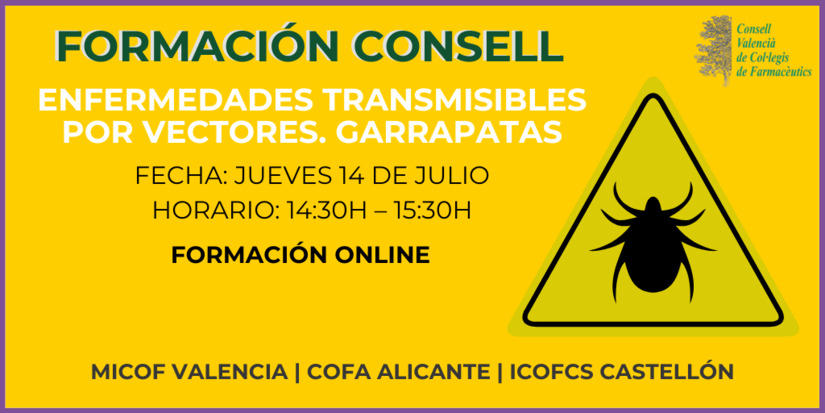 WEBINAR CONSELL. ENFERMEDADES TRANSMISIBLES POR VECTORES. GARRAPATAS. 14 DE JULIO. 14:30H. ONLINE