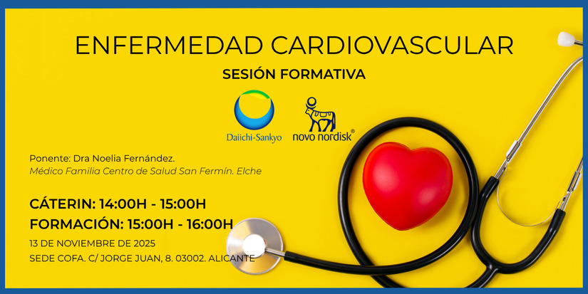 SESIÓN NOVONORDISK_DAIICHI. ENFERMEDAD CARDIOVASCULAR. 13 DE NOVIEMBRE. 14:00H ALMUERZO DE TRABAJO / 15:00H FORMACIÓN. PRESENCIAL/ONLINE
SESIÓN NOVONORDISK_DAIICHI. ENFERMEDAD CARDIOVASCULAR. 13 DE NOVIEMBRE. 14:00H ALMUERZO DE TRABAJO / 15:00H FORMACIÓN. PRESENCIAL/ONLINE